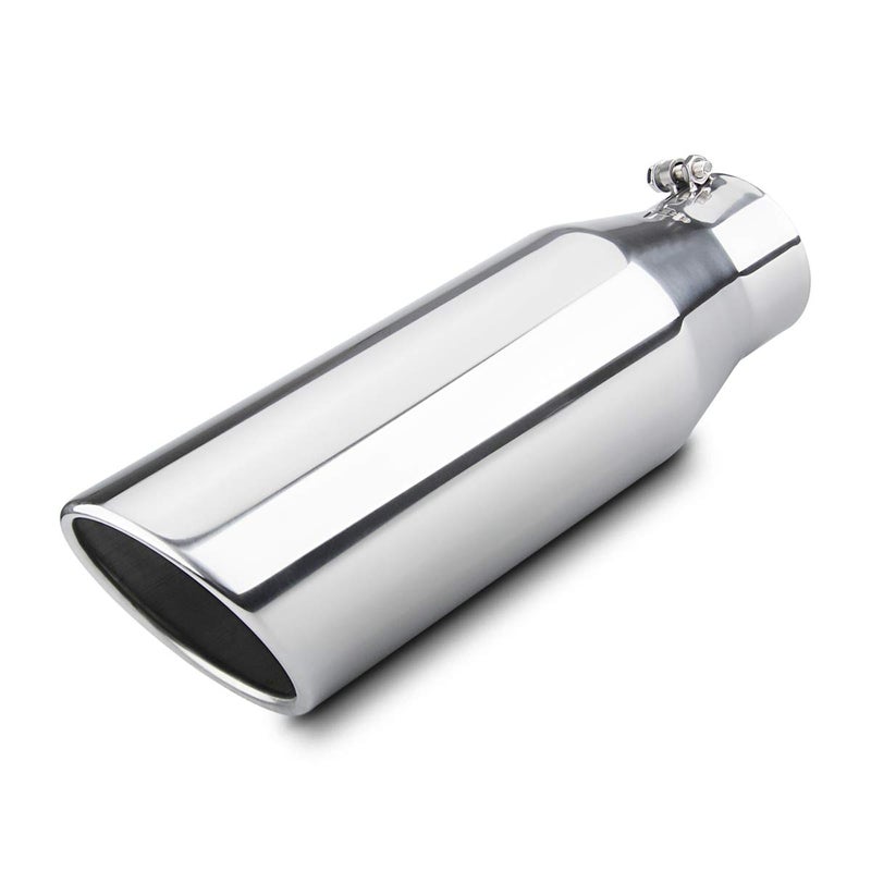 LCGP Diesel Exhaust Tip 4", 6" Outlet 18" Overall Length Bolt-On Truck Tip, Rolled Angle Cut, Polished Muffler Tip - Image 1